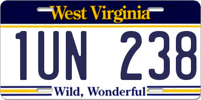 WV license plate 1UN238