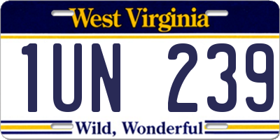 WV license plate 1UN239