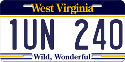 WV license plate 1UN240