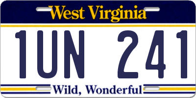 WV license plate 1UN241