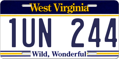 WV license plate 1UN244