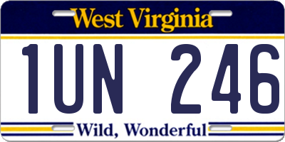 WV license plate 1UN246