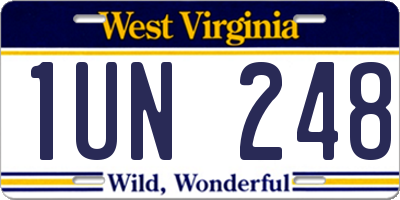 WV license plate 1UN248