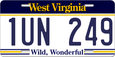 WV license plate 1UN249