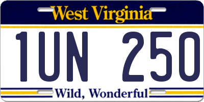 WV license plate 1UN250