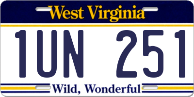 WV license plate 1UN251