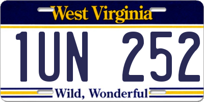 WV license plate 1UN252
