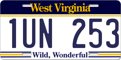 WV license plate 1UN253