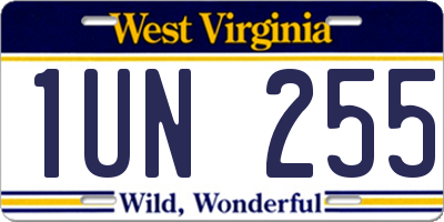 WV license plate 1UN255