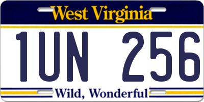 WV license plate 1UN256