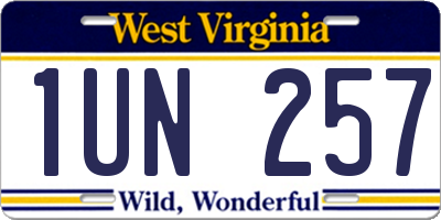 WV license plate 1UN257