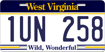 WV license plate 1UN258