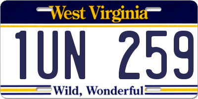 WV license plate 1UN259
