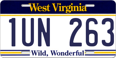 WV license plate 1UN263