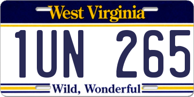 WV license plate 1UN265