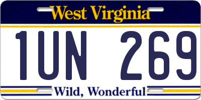 WV license plate 1UN269
