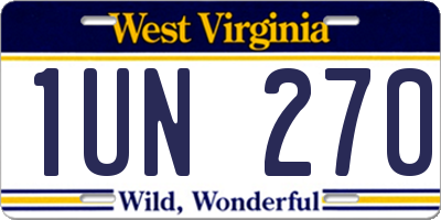 WV license plate 1UN270