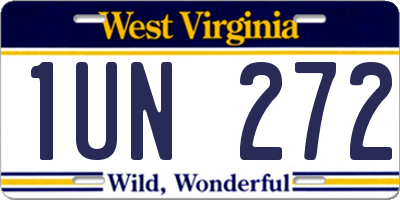 WV license plate 1UN272