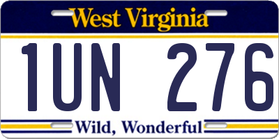 WV license plate 1UN276