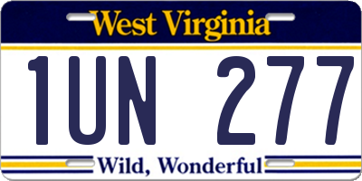 WV license plate 1UN277