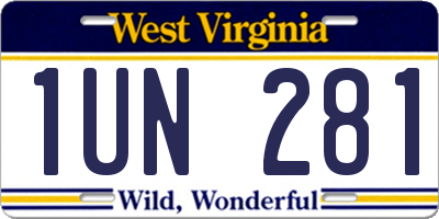 WV license plate 1UN281