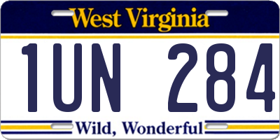 WV license plate 1UN284