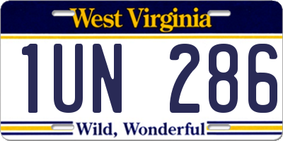 WV license plate 1UN286