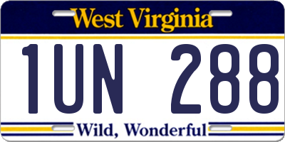 WV license plate 1UN288