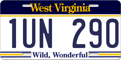 WV license plate 1UN290