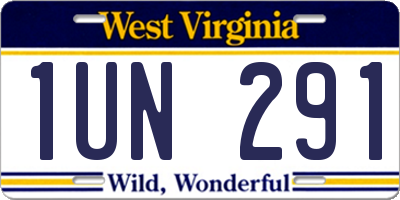 WV license plate 1UN291