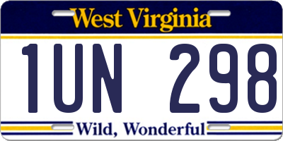 WV license plate 1UN298
