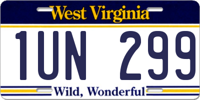 WV license plate 1UN299