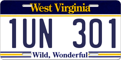 WV license plate 1UN301