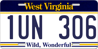WV license plate 1UN306