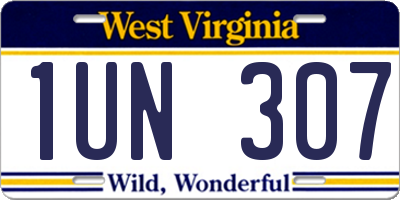 WV license plate 1UN307
