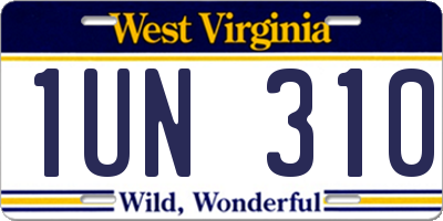 WV license plate 1UN310
