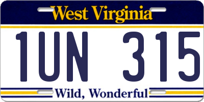 WV license plate 1UN315