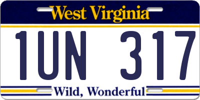 WV license plate 1UN317