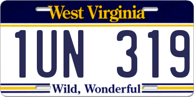 WV license plate 1UN319