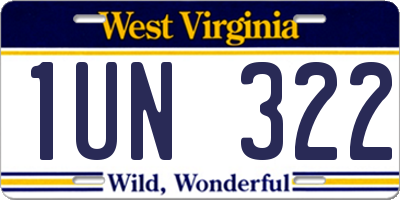 WV license plate 1UN322
