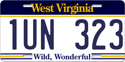 WV license plate 1UN323