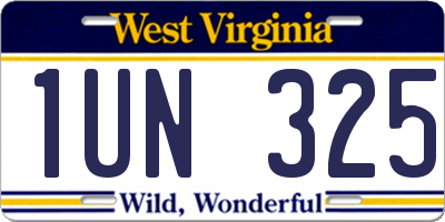 WV license plate 1UN325