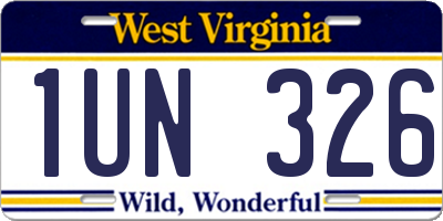 WV license plate 1UN326