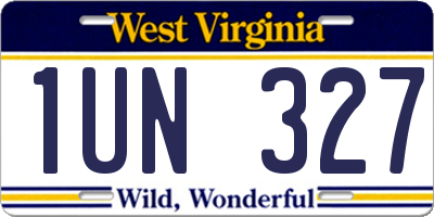 WV license plate 1UN327