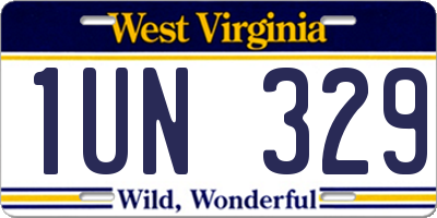 WV license plate 1UN329