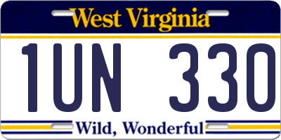 WV license plate 1UN330