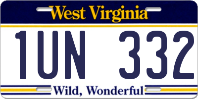 WV license plate 1UN332
