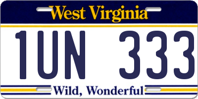 WV license plate 1UN333