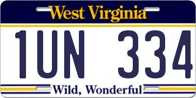 WV license plate 1UN334