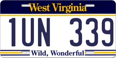 WV license plate 1UN339